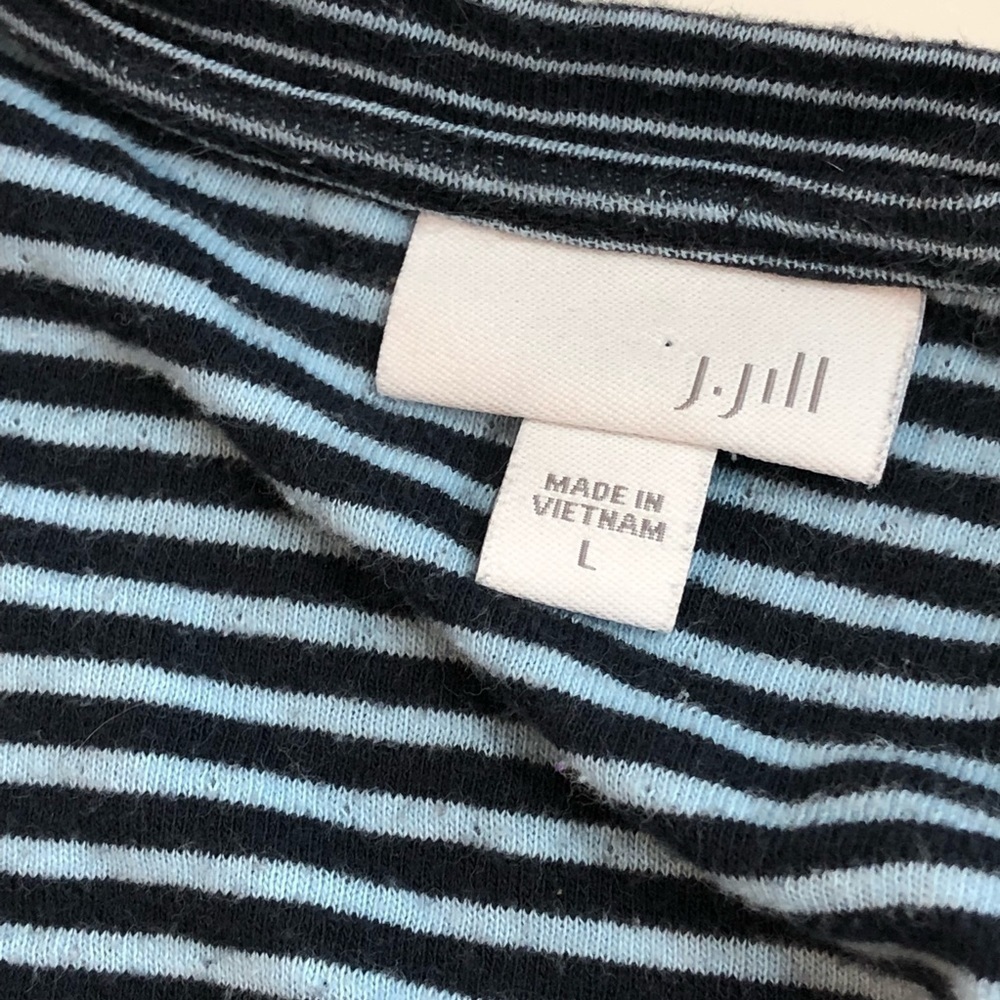 J. Jill t-shirt dress long sleeves double hem navy sky blue stripes L - Picture 6 of 9